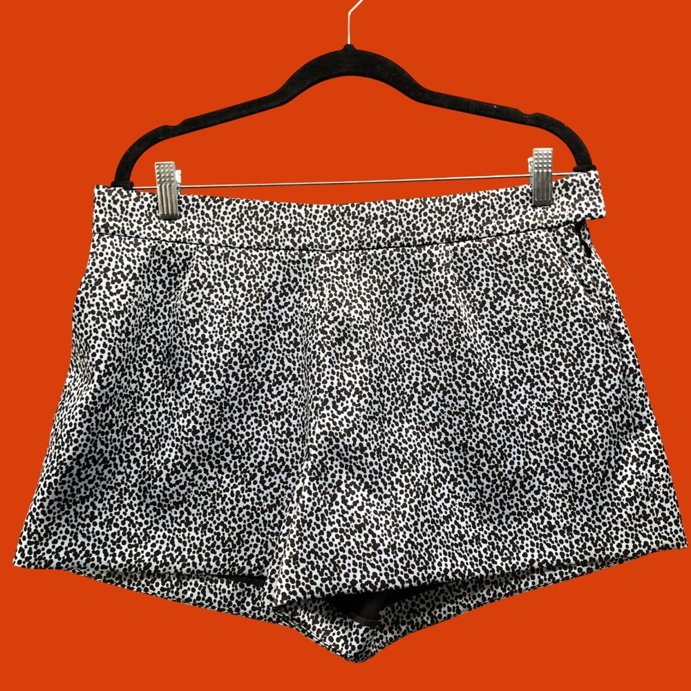 & Other Stories High Waisted Tailored Shorts Womens 10 Blue Black Animal Print